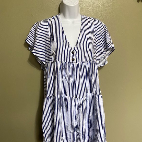 Zara Blue and White Striped Mini Dress, Size M - Picture 1 of 6